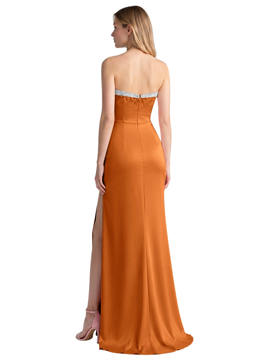 Beaded High Slit Prom Dress 