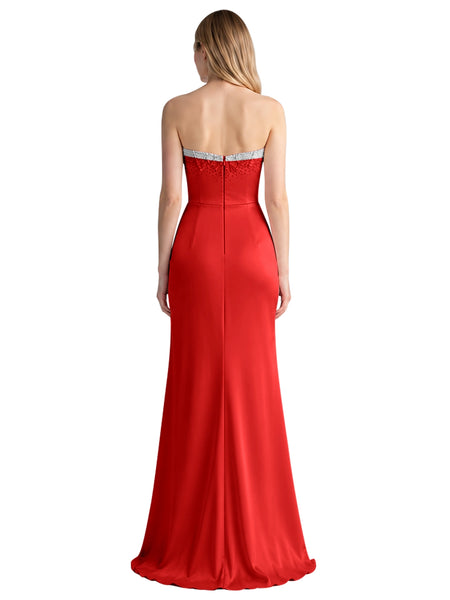 Beaded High Slit Prom Dress 