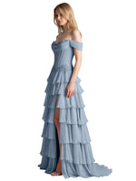 Tiered Off The Shoulder Prom Dress 