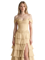 Tiered Off The Shoulder Prom Dress 
