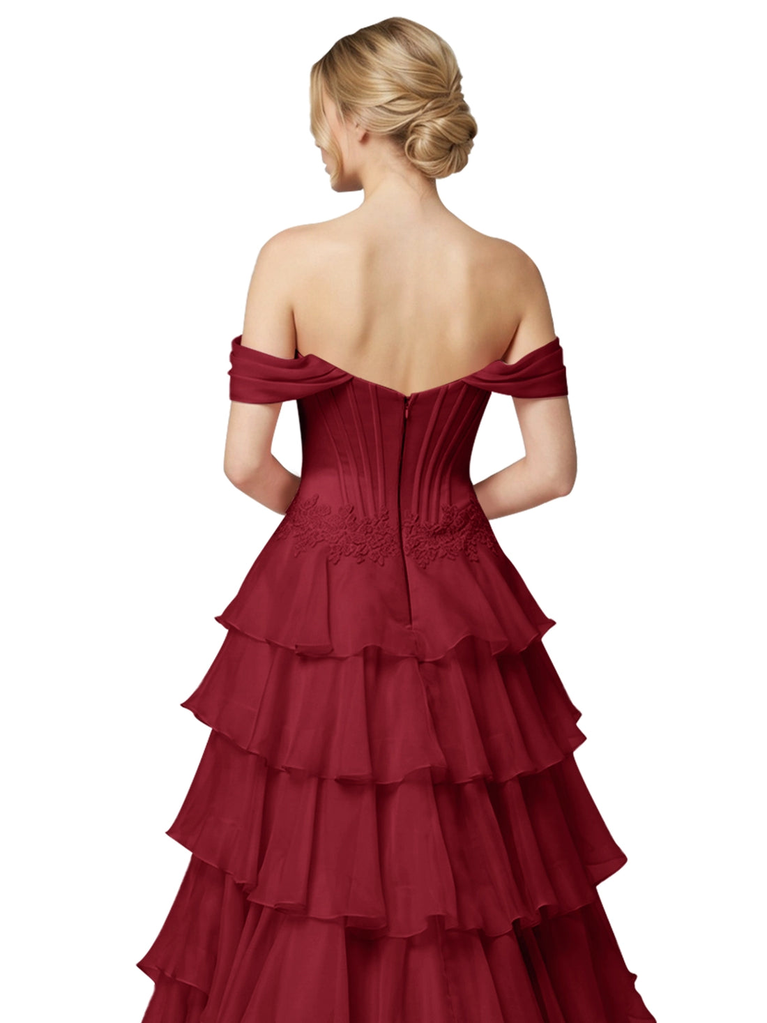 Tiered Off The Shoulder Prom Dress 