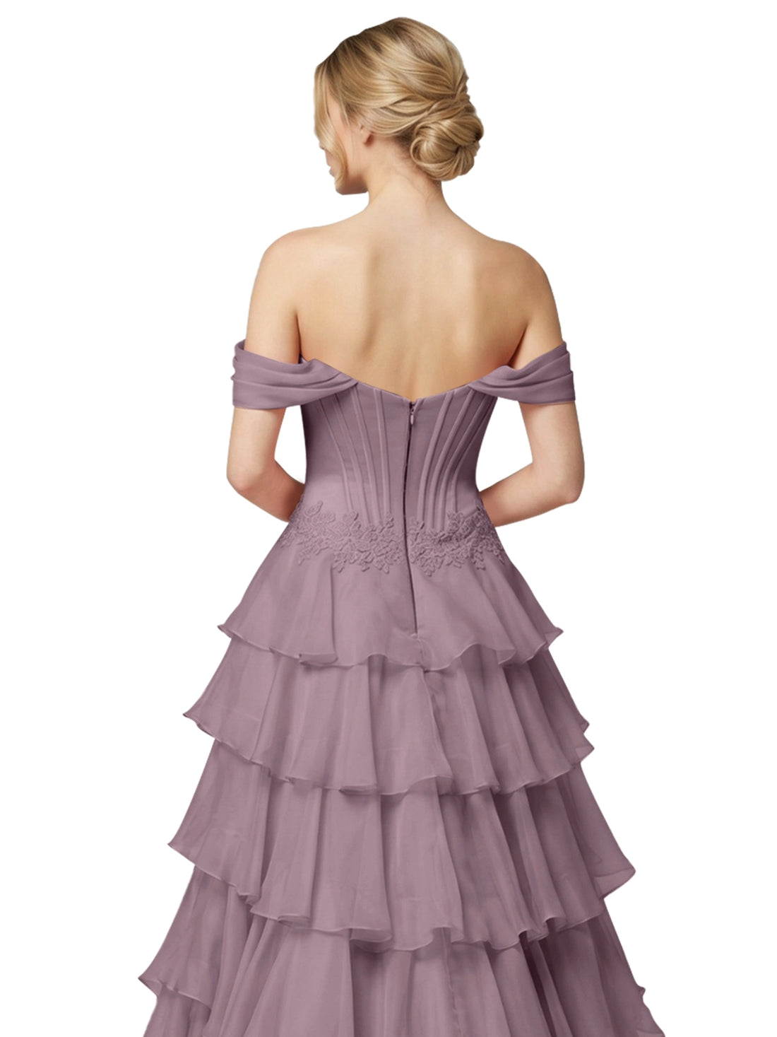 Tiered Off The Shoulder Prom Dress 