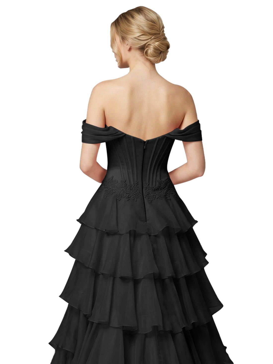 Tiered Off The Shoulder Prom Dress 