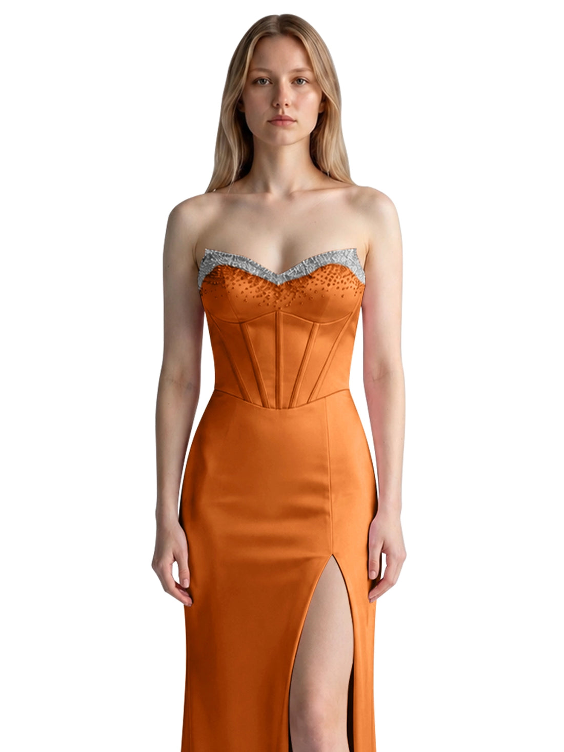 Beaded High Slit Prom Dress 