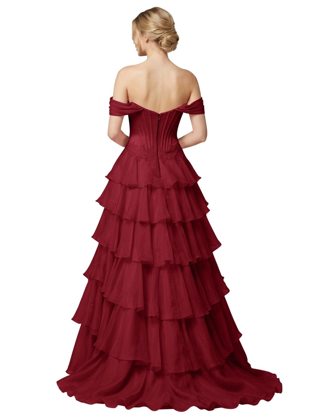 Tiered Off The Shoulder Prom Dress 
