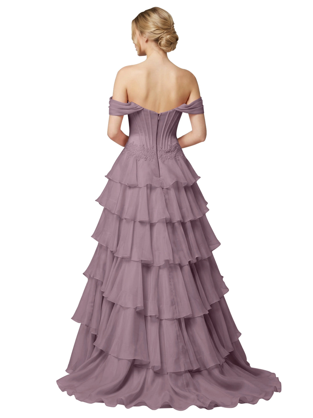 Tiered Off The Shoulder Prom Dress 