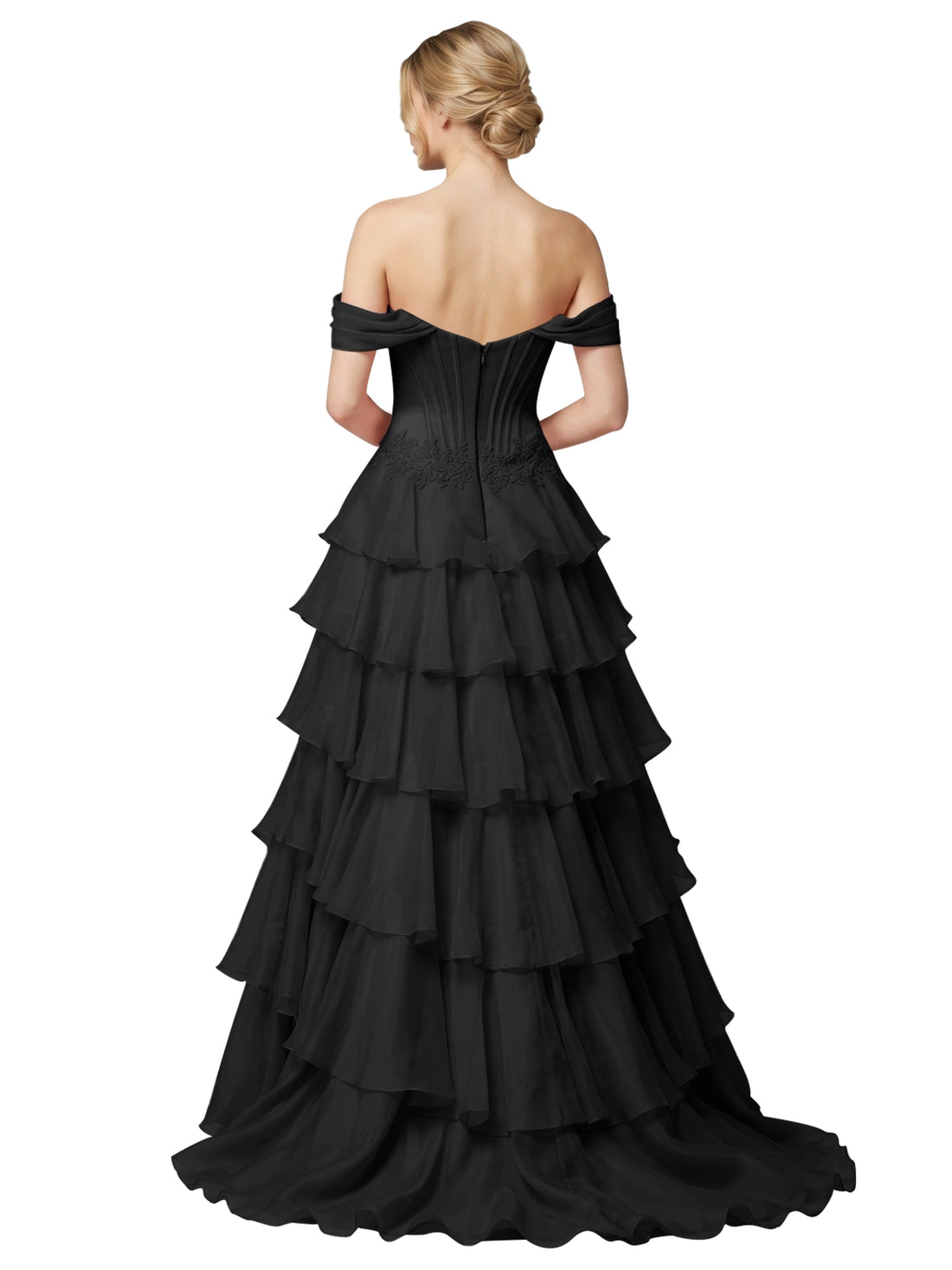 Tiered Off The Shoulder Prom Dress 