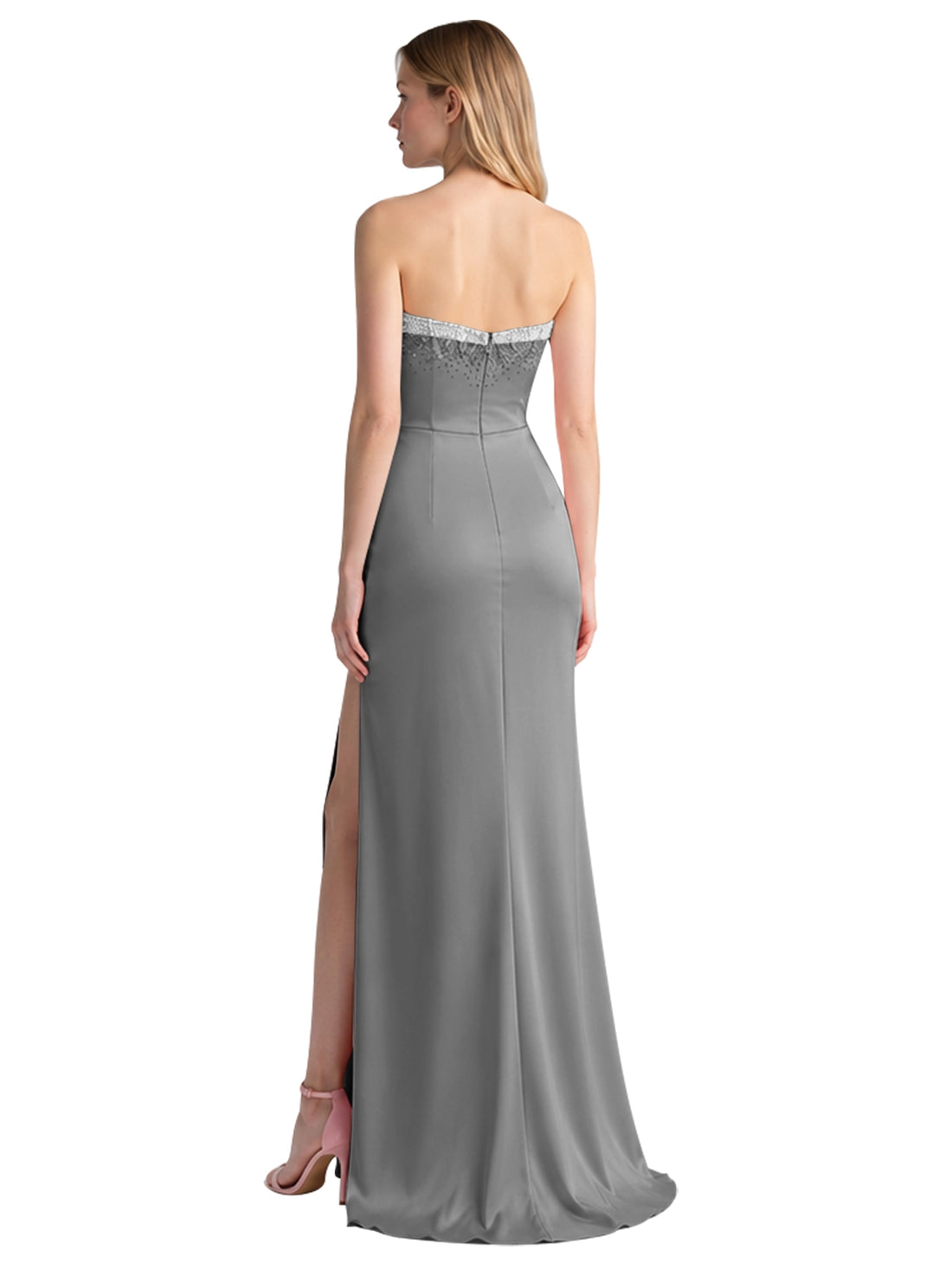 Beaded High Slit Prom Dress 