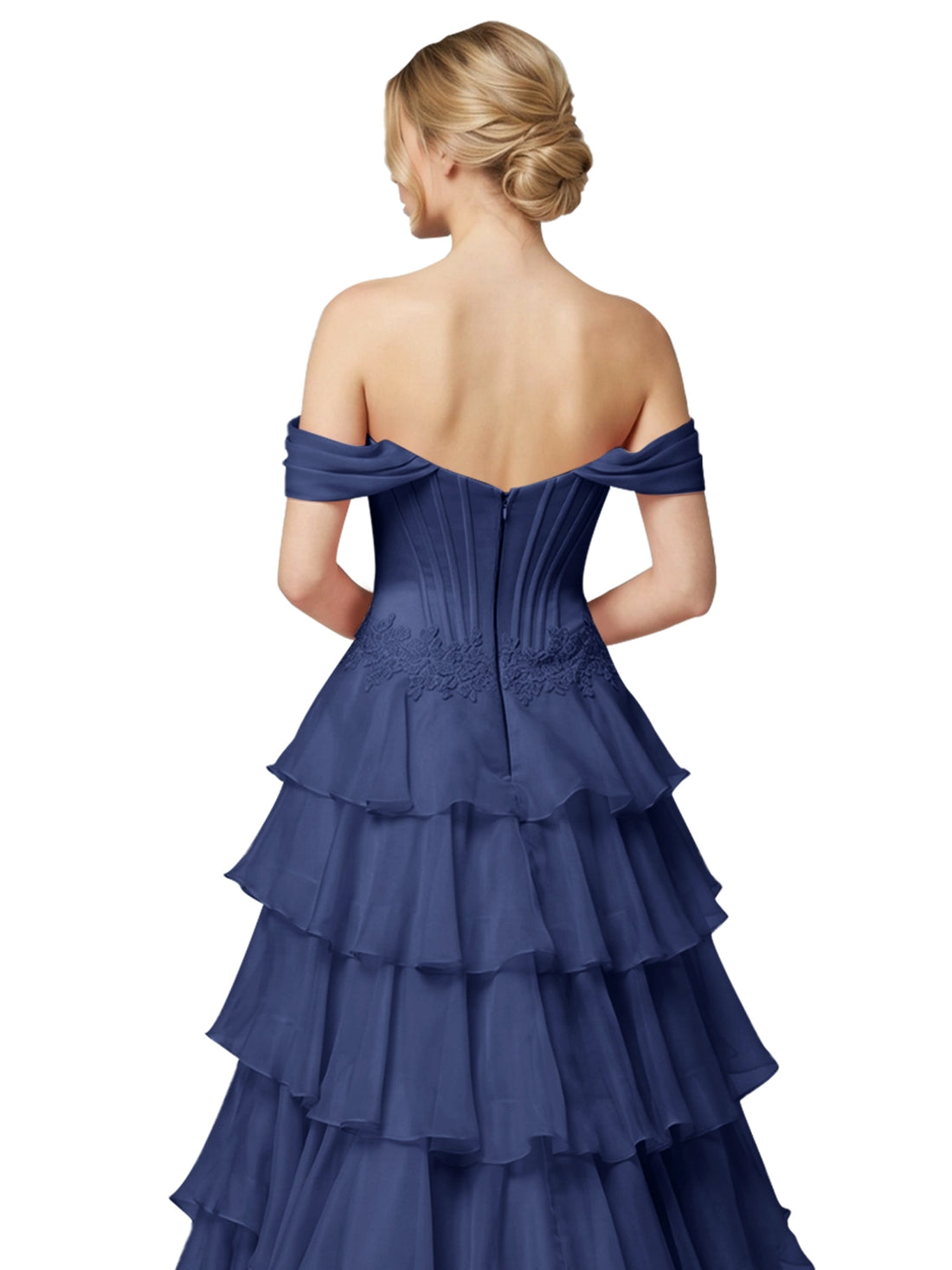 Tiered Off The Shoulder Prom Dress 