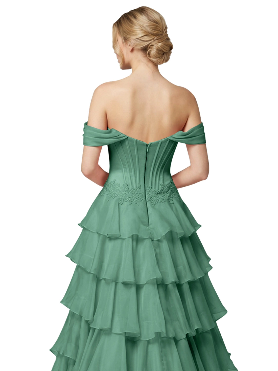 Tiered Off The Shoulder Prom Dress 
