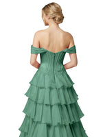 Tiered Off The Shoulder Prom Dress 