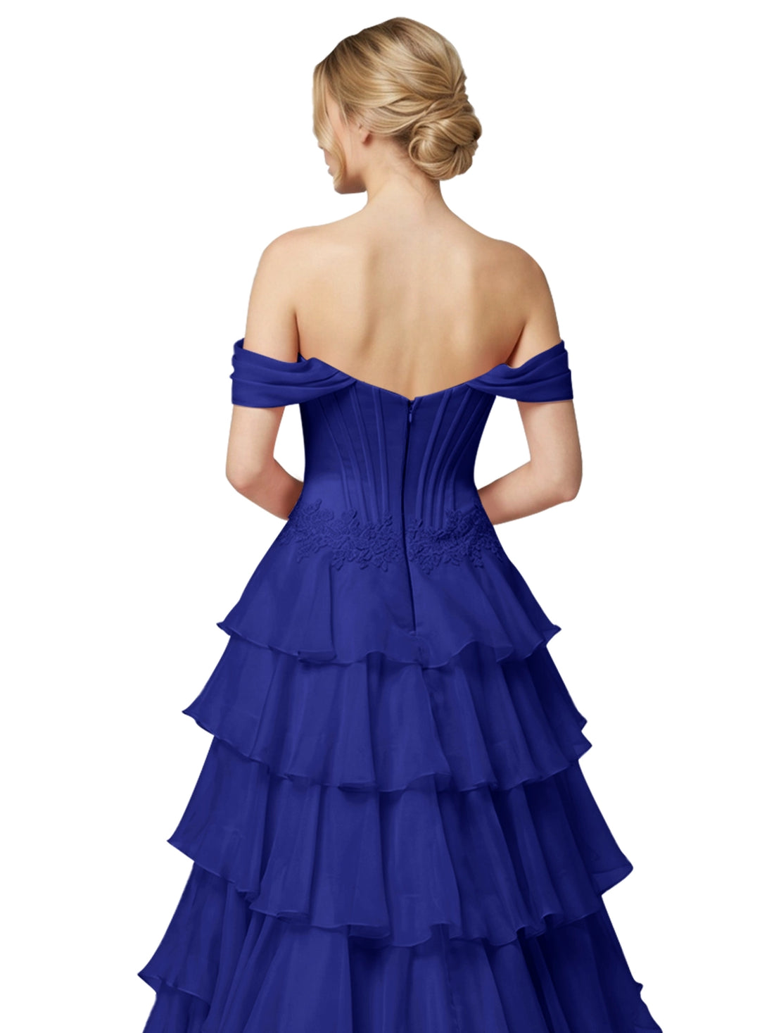 Tiered Off The Shoulder Prom Dress 
