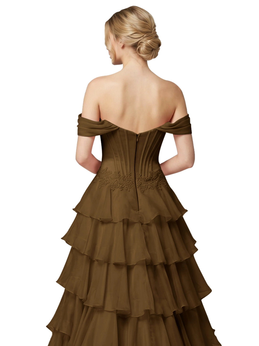 Tiered Off The Shoulder Prom Dress 