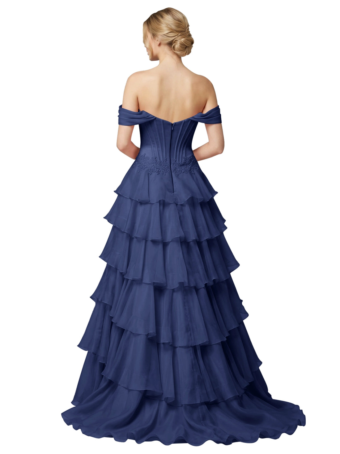 Tiered Off The Shoulder Prom Dress 