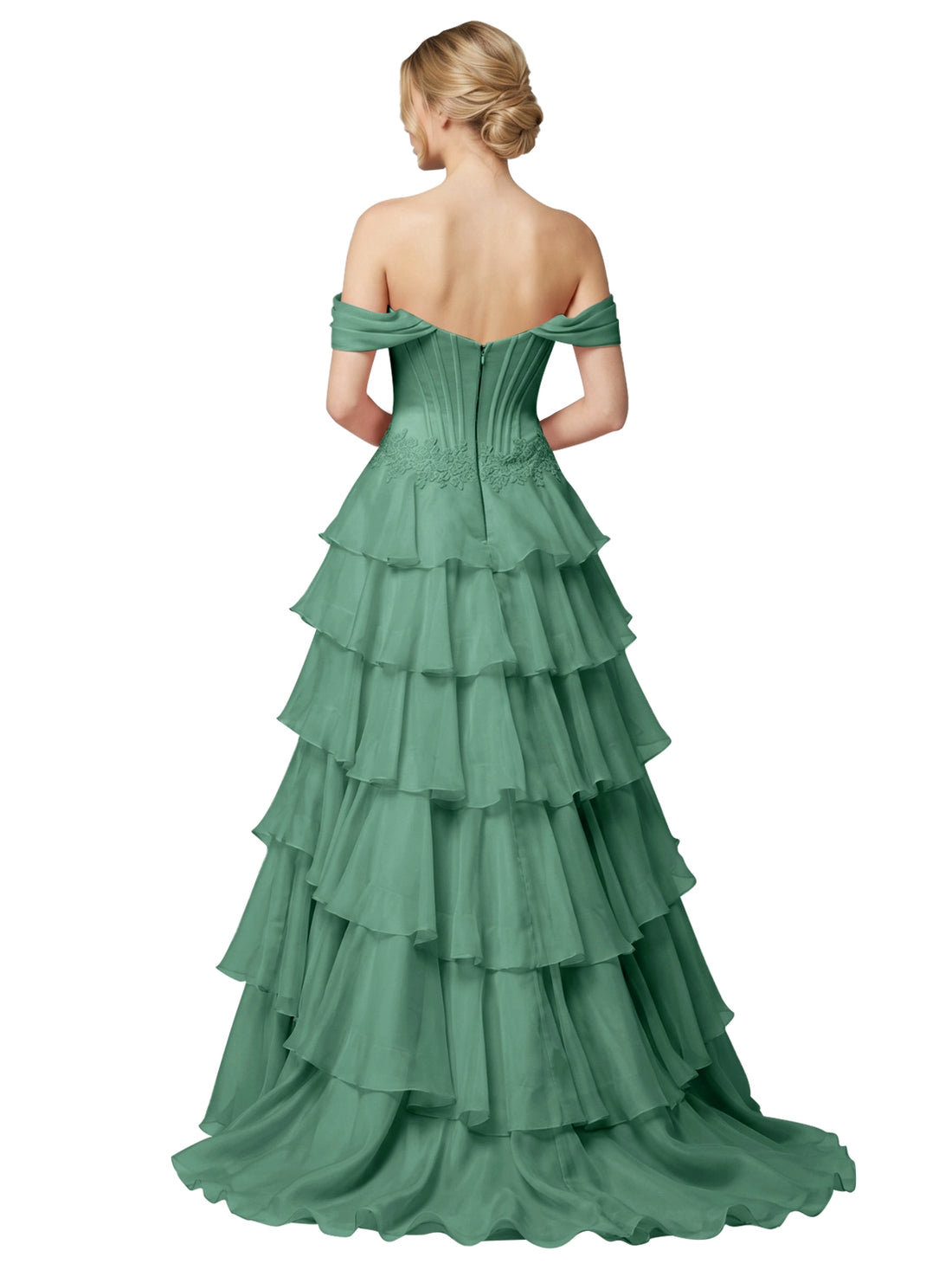 Tiered Off The Shoulder Prom Dress 