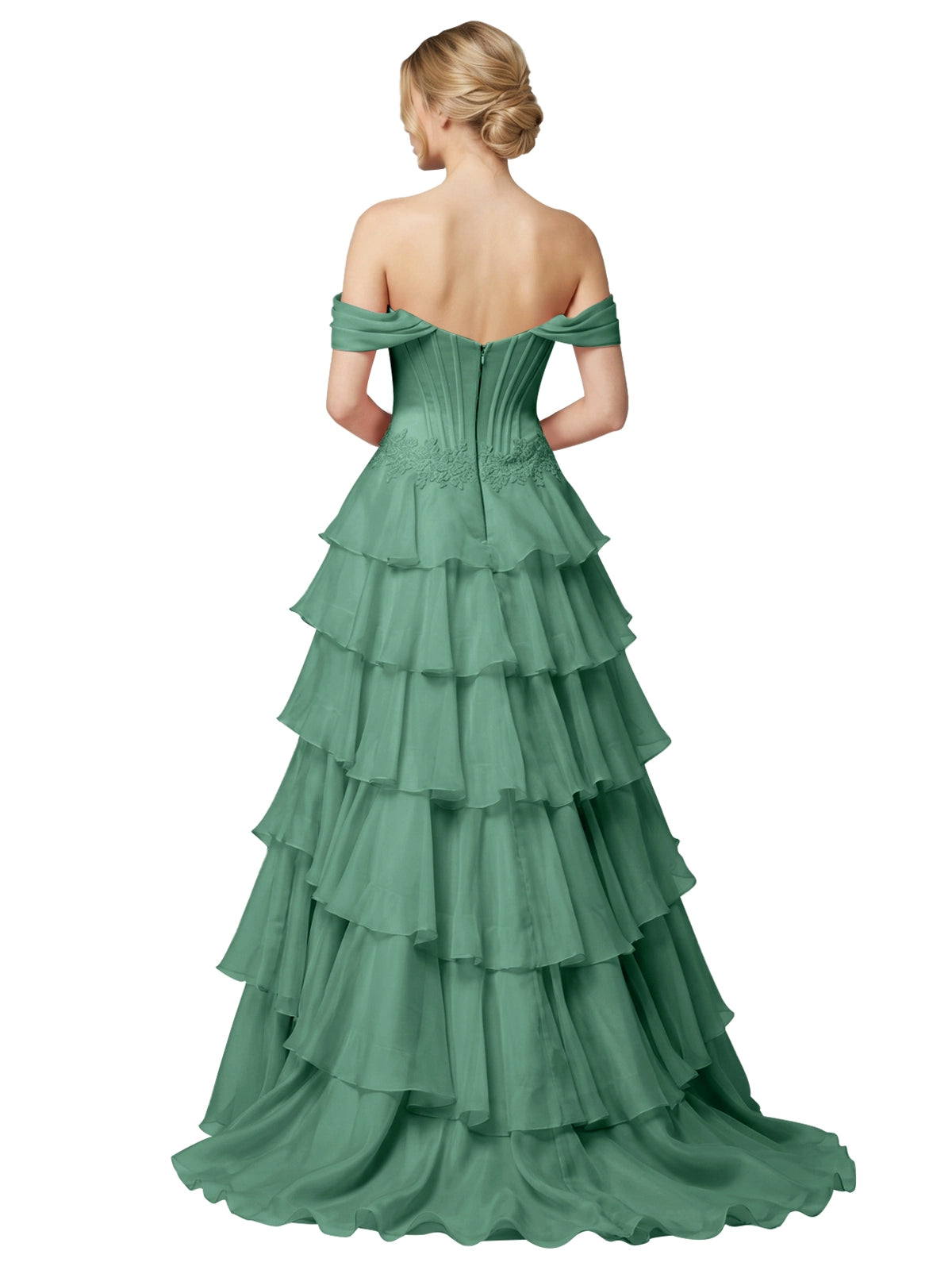 Tiered Off The Shoulder Prom Dress 