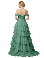 Tiered Off The Shoulder Prom Dress 