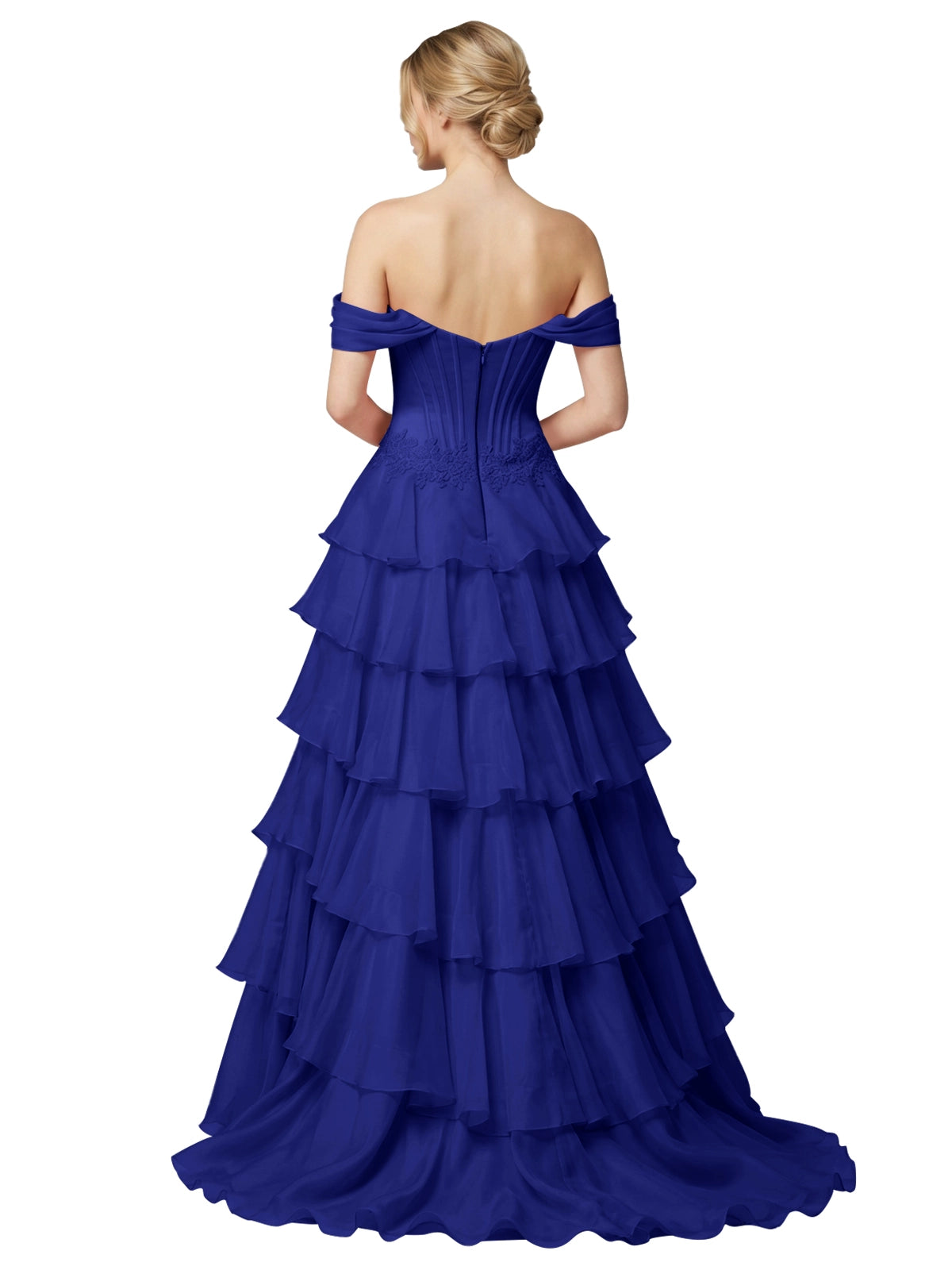 Tiered Off The Shoulder Prom Dress 