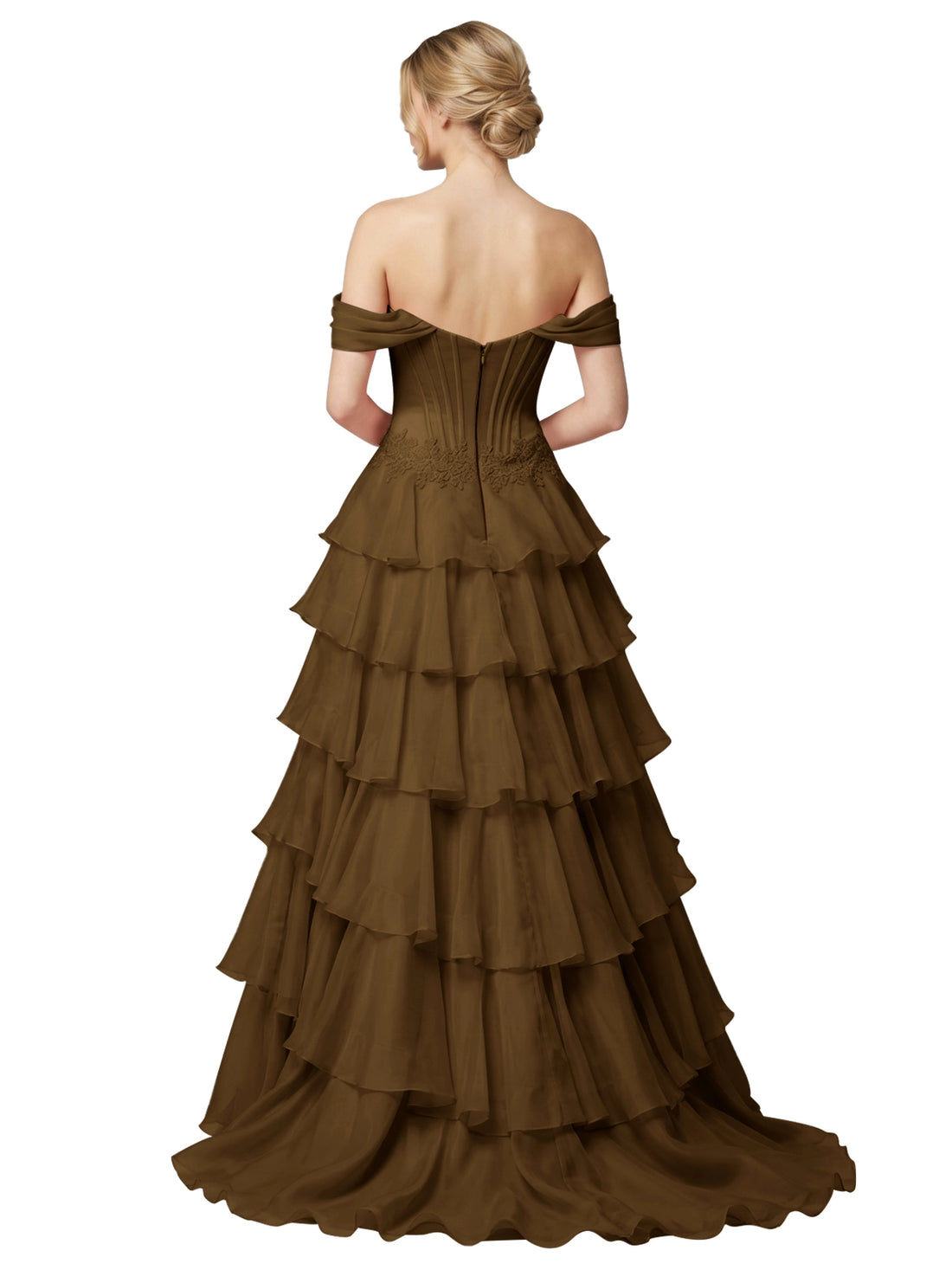 Tiered Off The Shoulder Prom Dress 