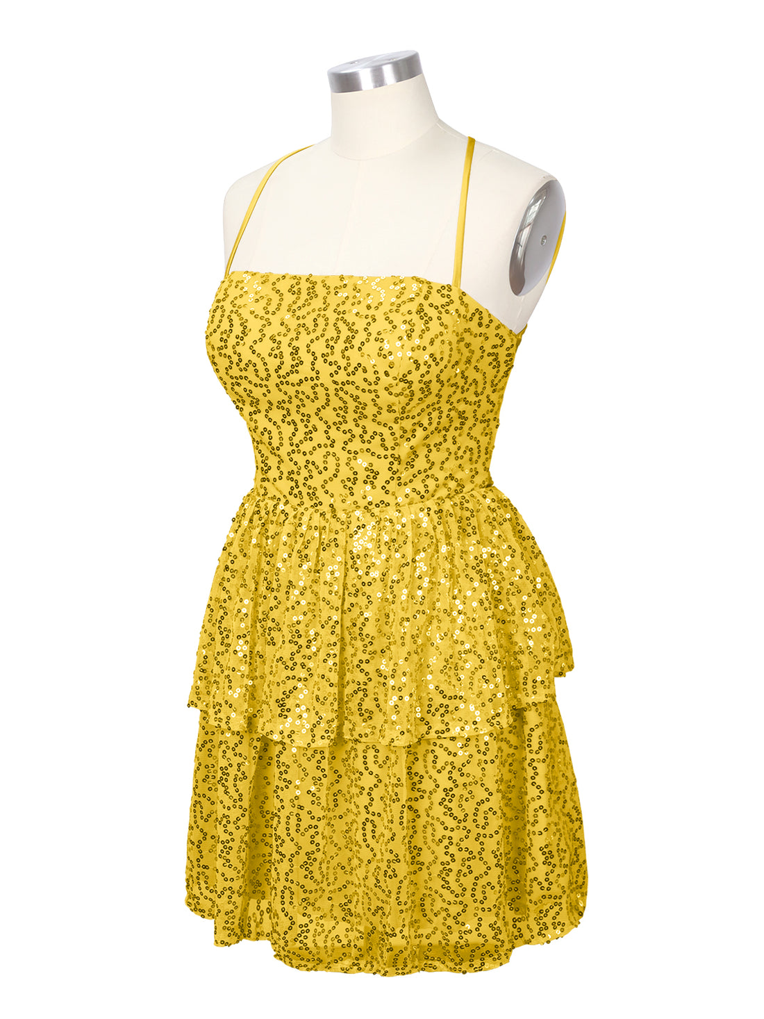 Sequined Halter Flare Mini Dress 