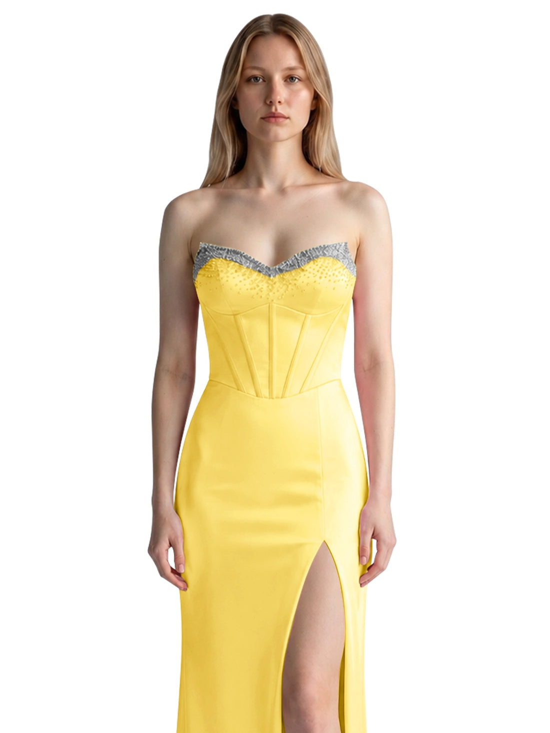 Beaded High Slit Prom Dress 