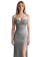 Beaded High Slit Prom Dress 