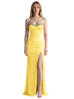 Beaded High Slit Prom Dress 