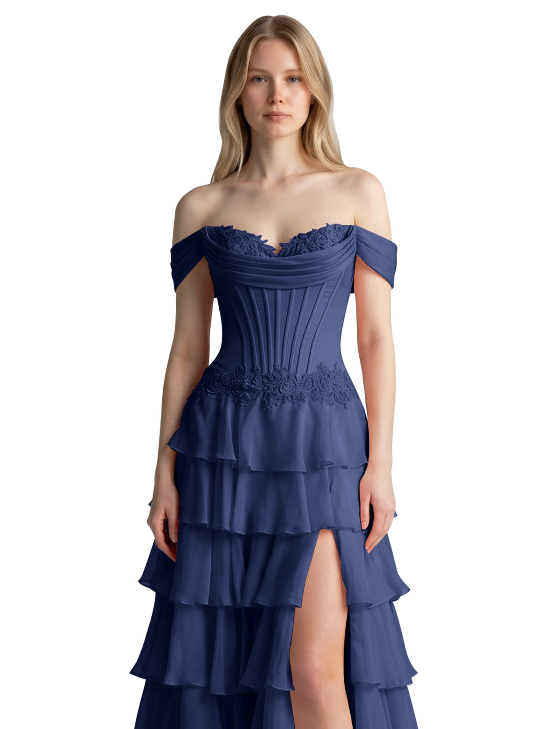 Tiered Off The Shoulder Prom Dress 