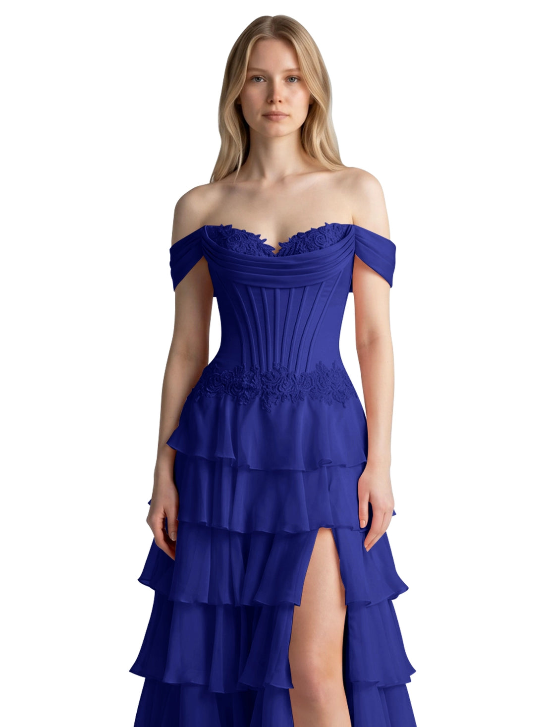Tiered Off The Shoulder Prom Dress 