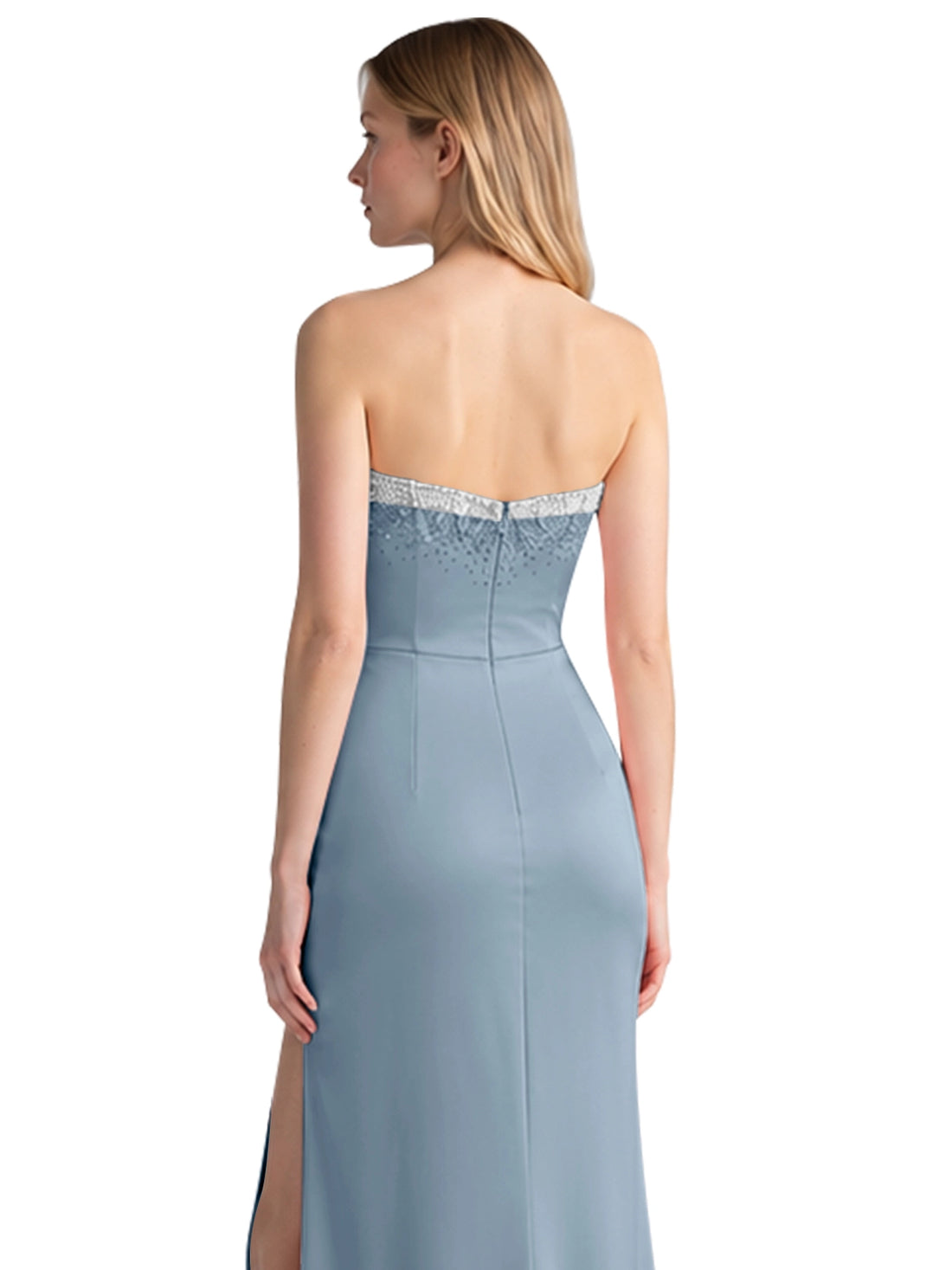 Beaded High Slit Prom Dress 