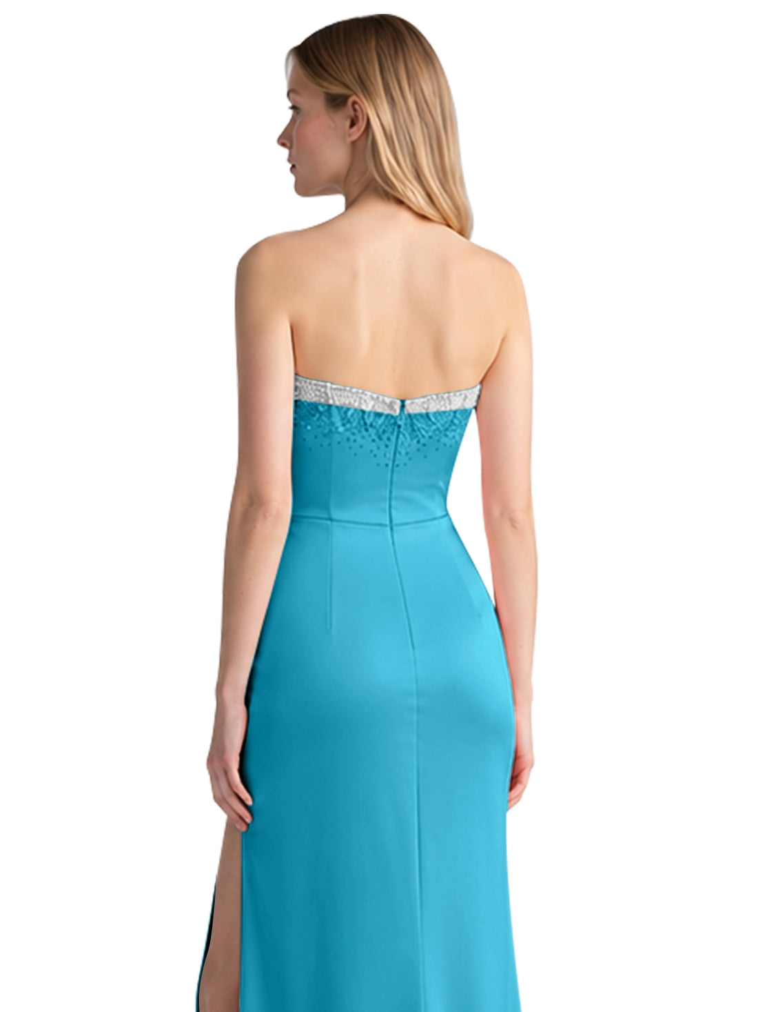 Beaded High Slit Prom Dress 