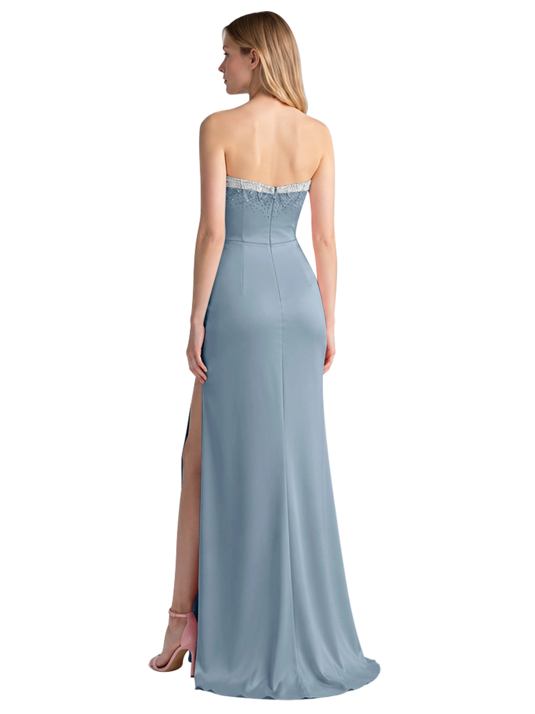 Beaded High Slit Prom Dress 