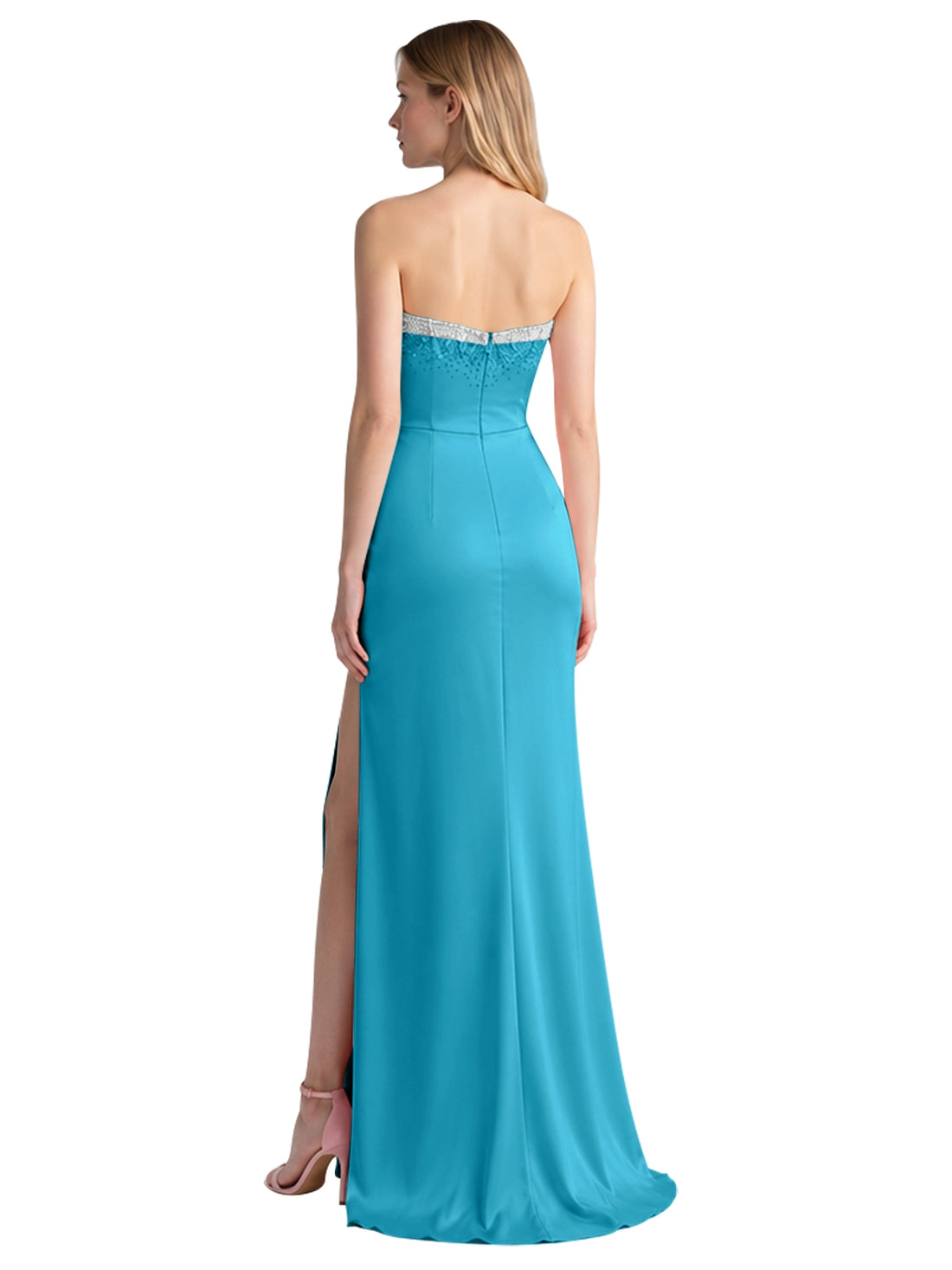 Beaded High Slit Prom Dress 