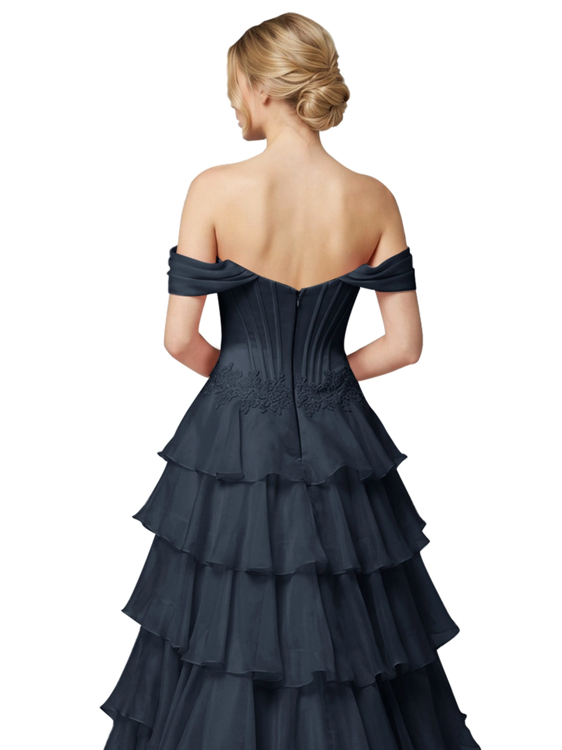 Tiered Off The Shoulder Prom Dress 