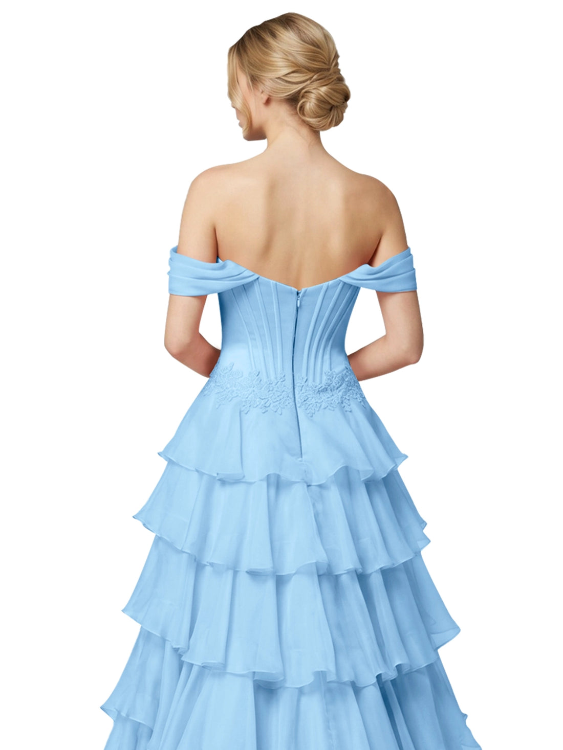 Tiered Off The Shoulder Prom Dress 