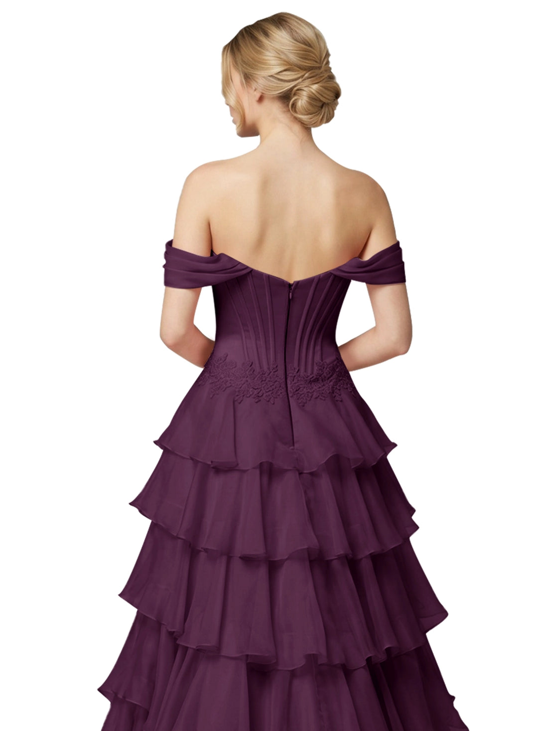 Tiered Off The Shoulder Prom Dress 