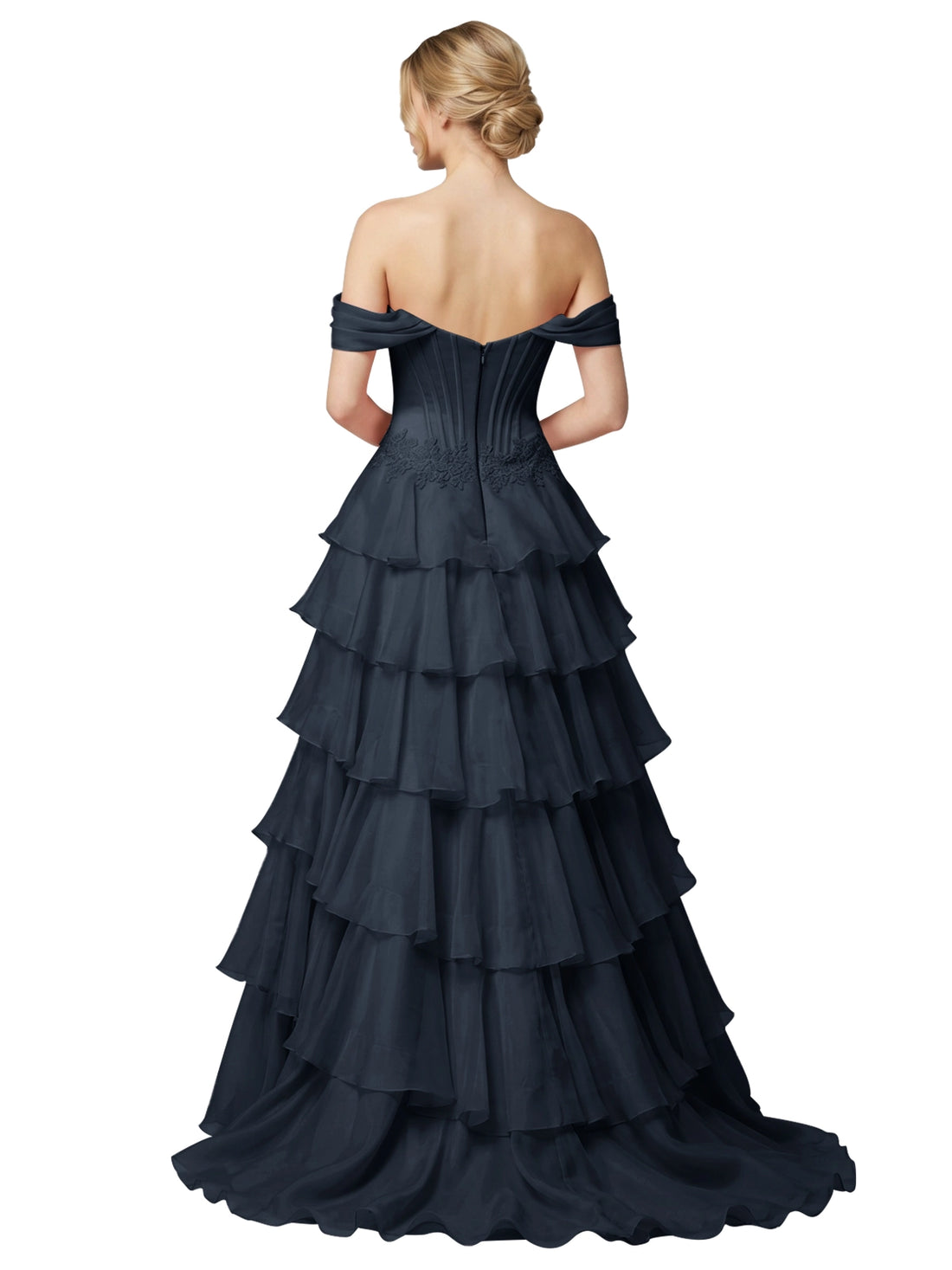 Tiered Off The Shoulder Prom Dress 