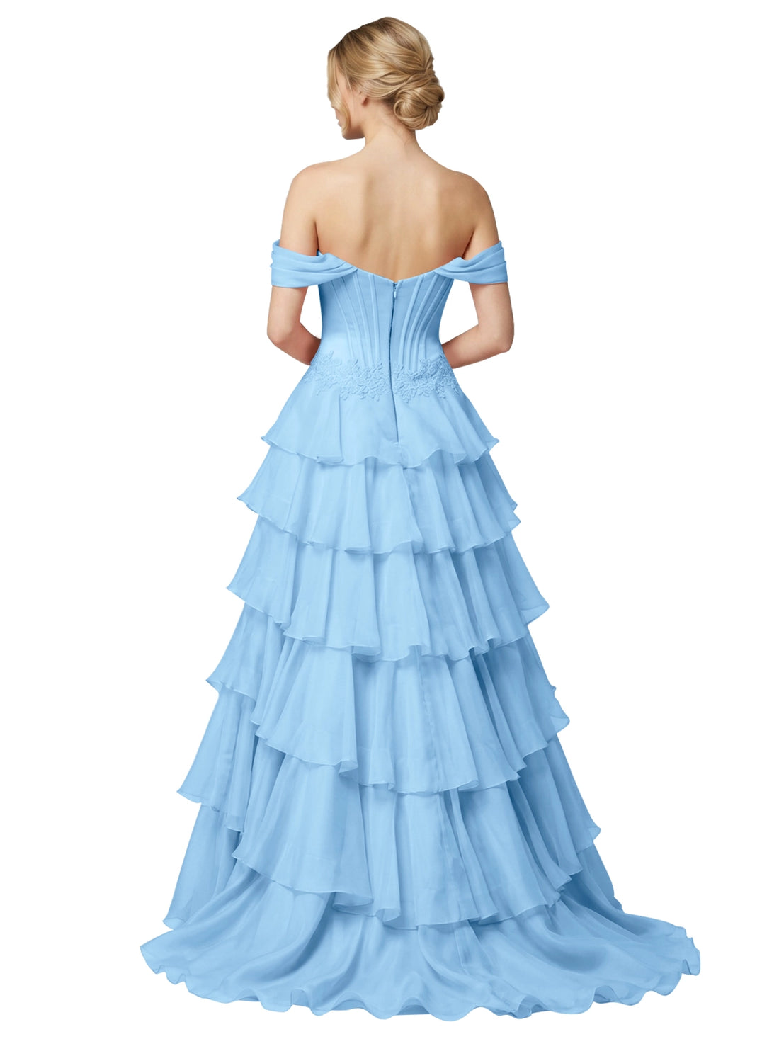Tiered Off The Shoulder Prom Dress 