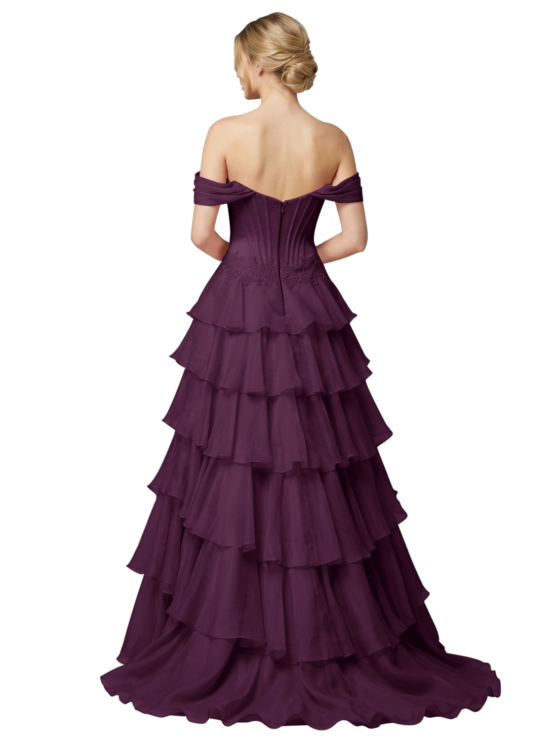 Tiered Off The Shoulder Prom Dress 