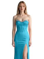 Beaded High Slit Prom Dress 