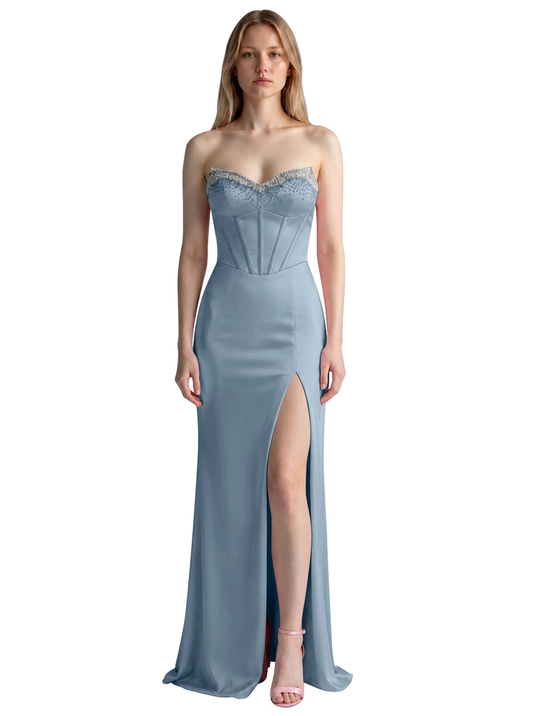 Beaded High Slit Prom Dress 