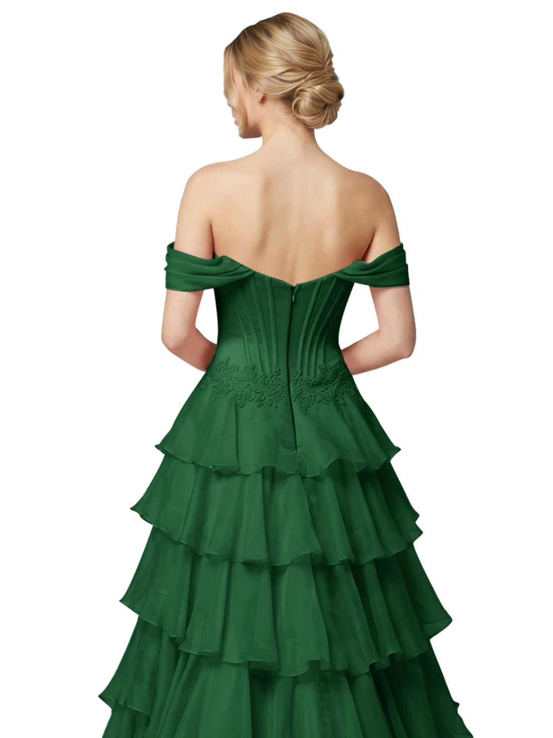 Tiered Off The Shoulder Prom Dress 