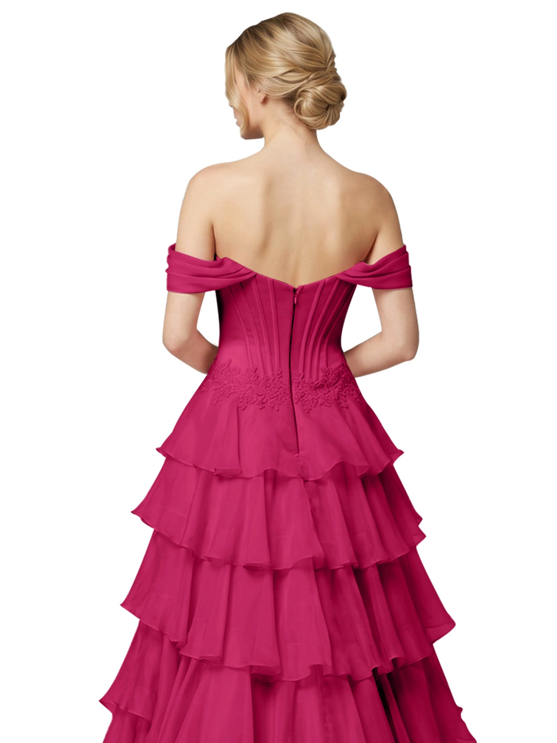 Tiered Off The Shoulder Prom Dress 