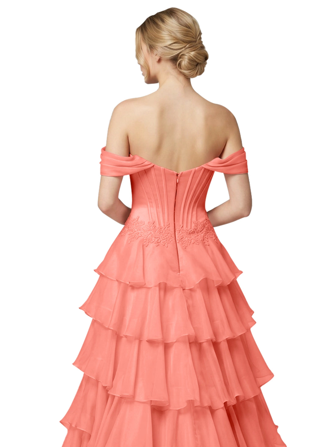 Tiered Off The Shoulder Prom Dress 
