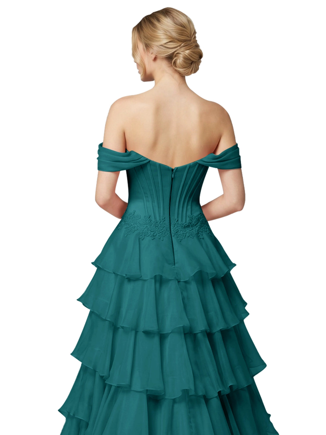 Tiered Off The Shoulder Prom Dress 
