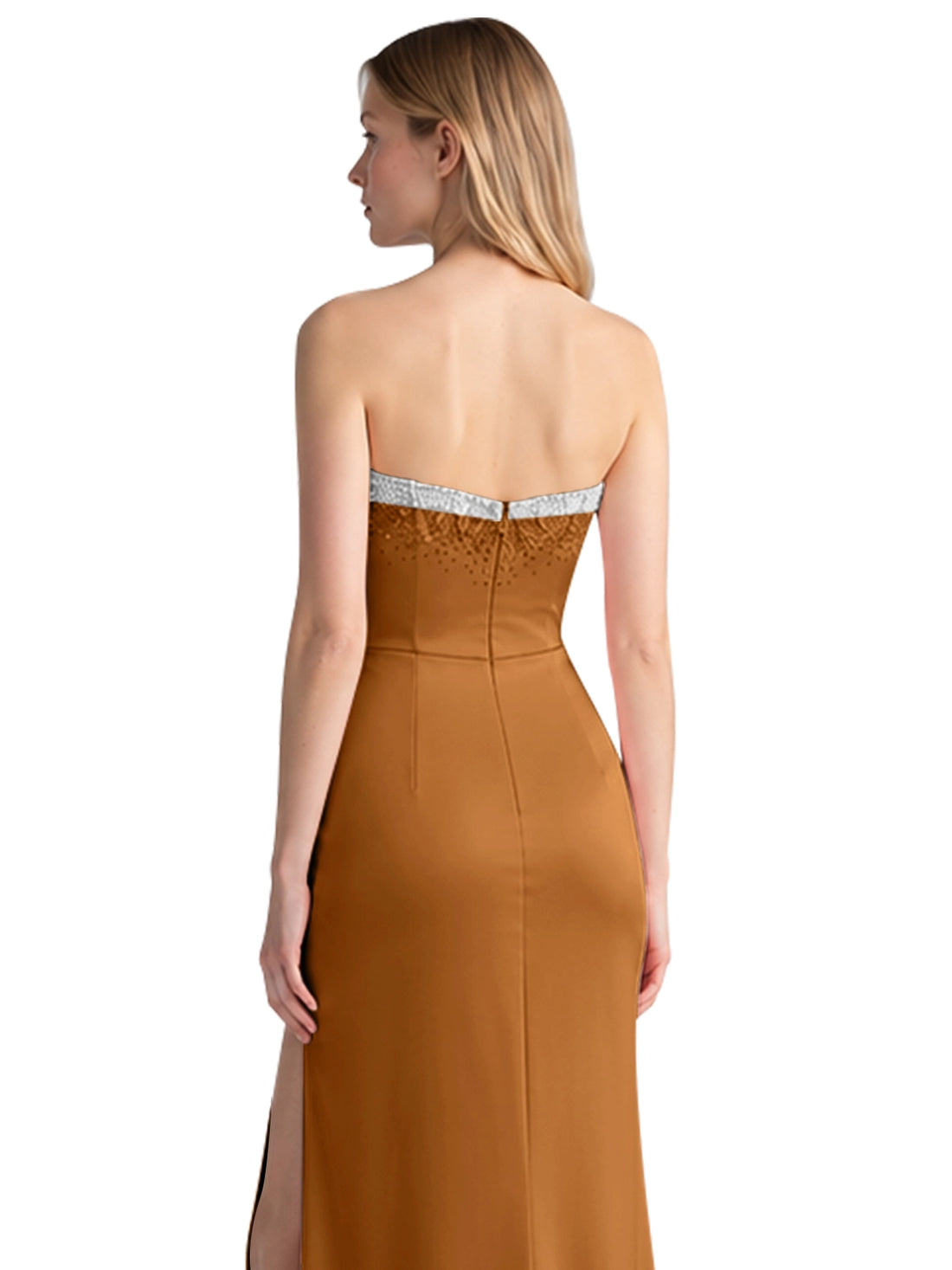 Beaded High Slit Prom Dress 