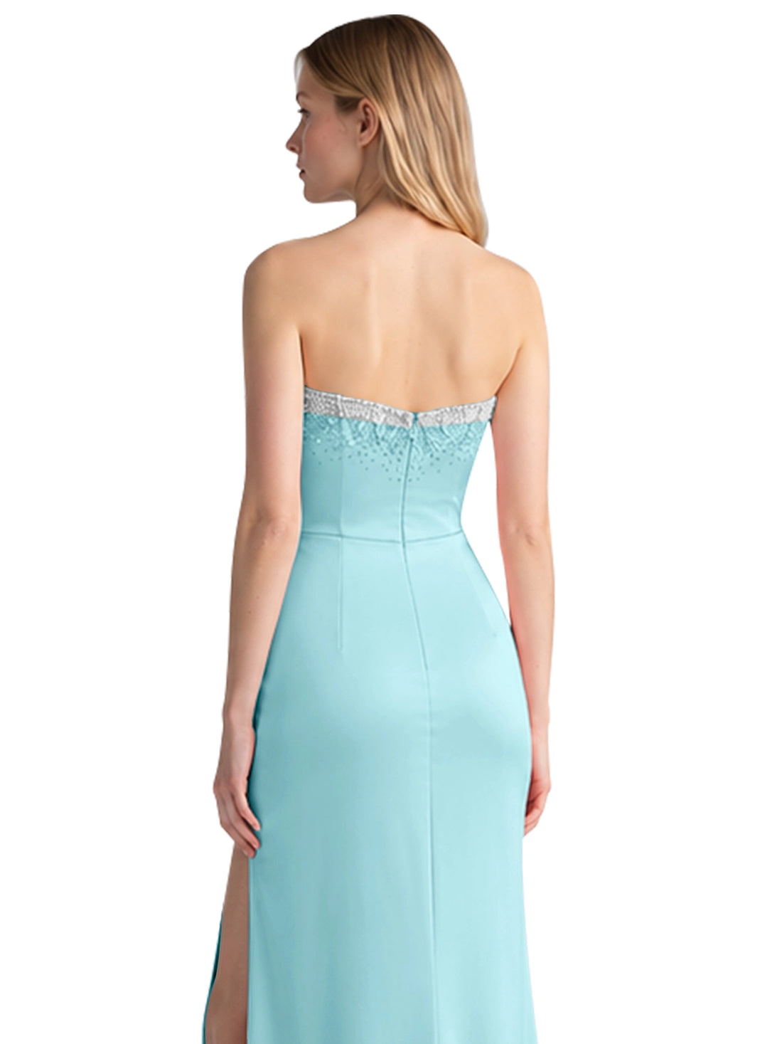 Beaded High Slit Prom Dress 