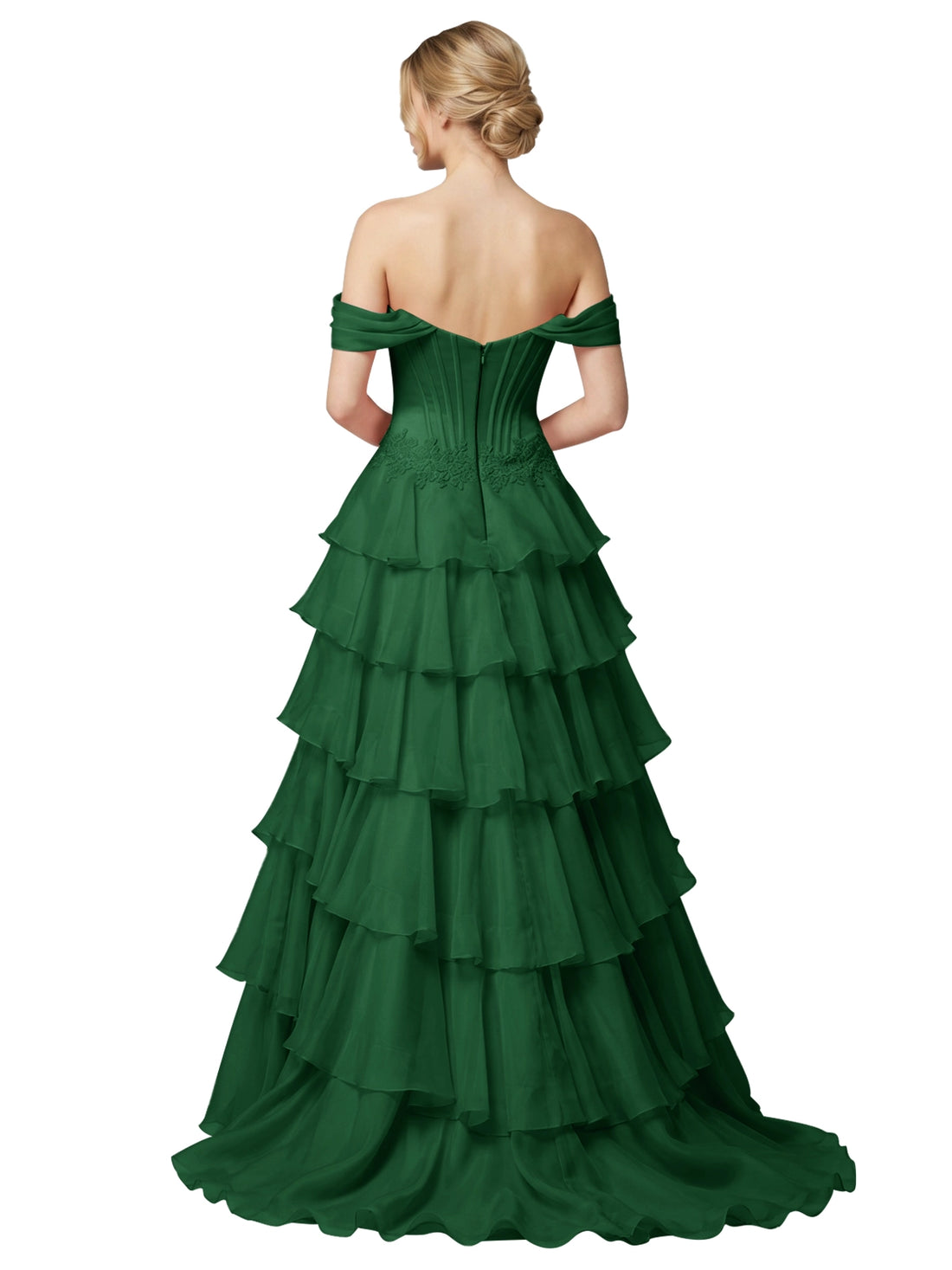 Tiered Off The Shoulder Prom Dress 