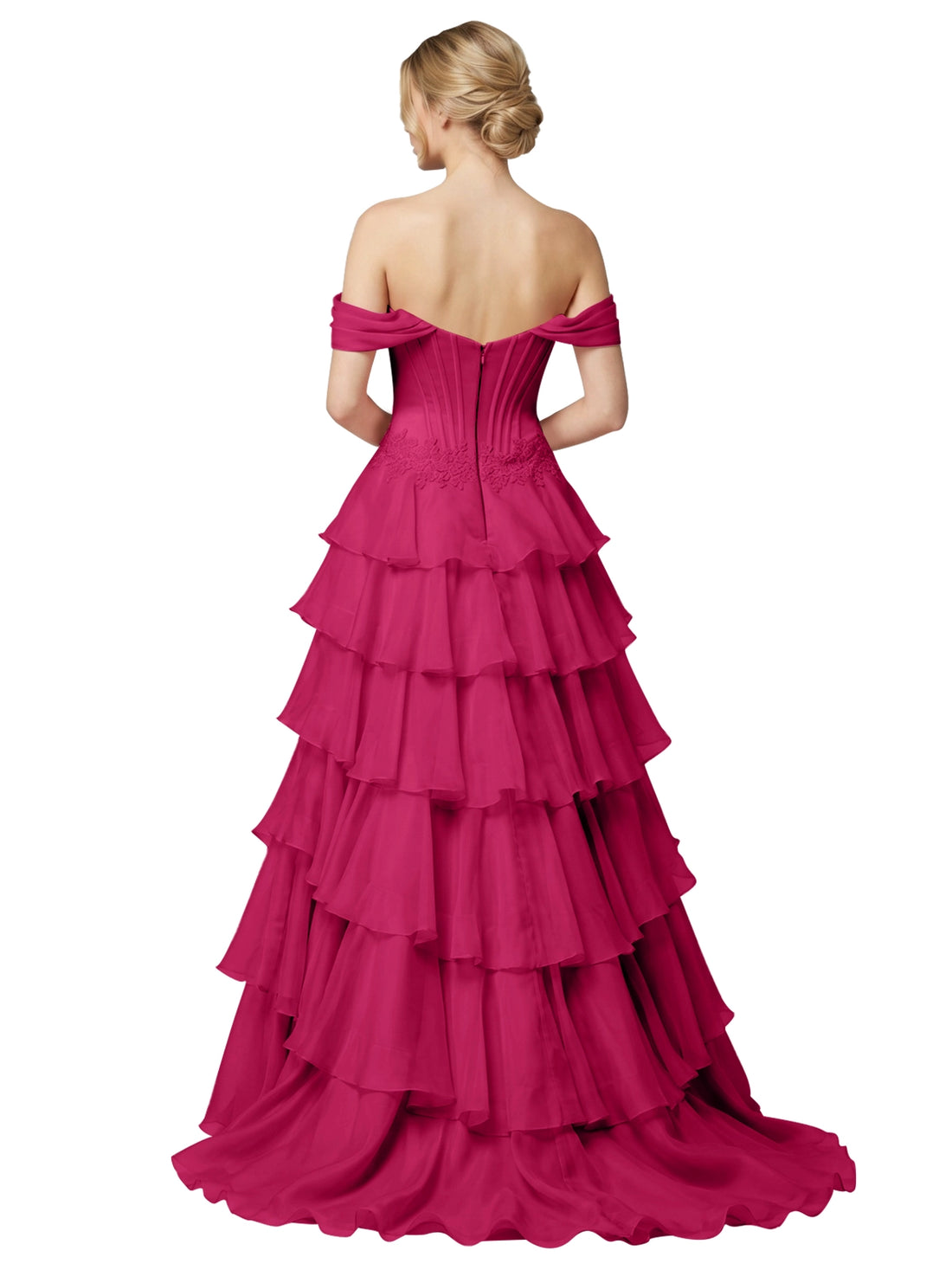 Tiered Off The Shoulder Prom Dress 
