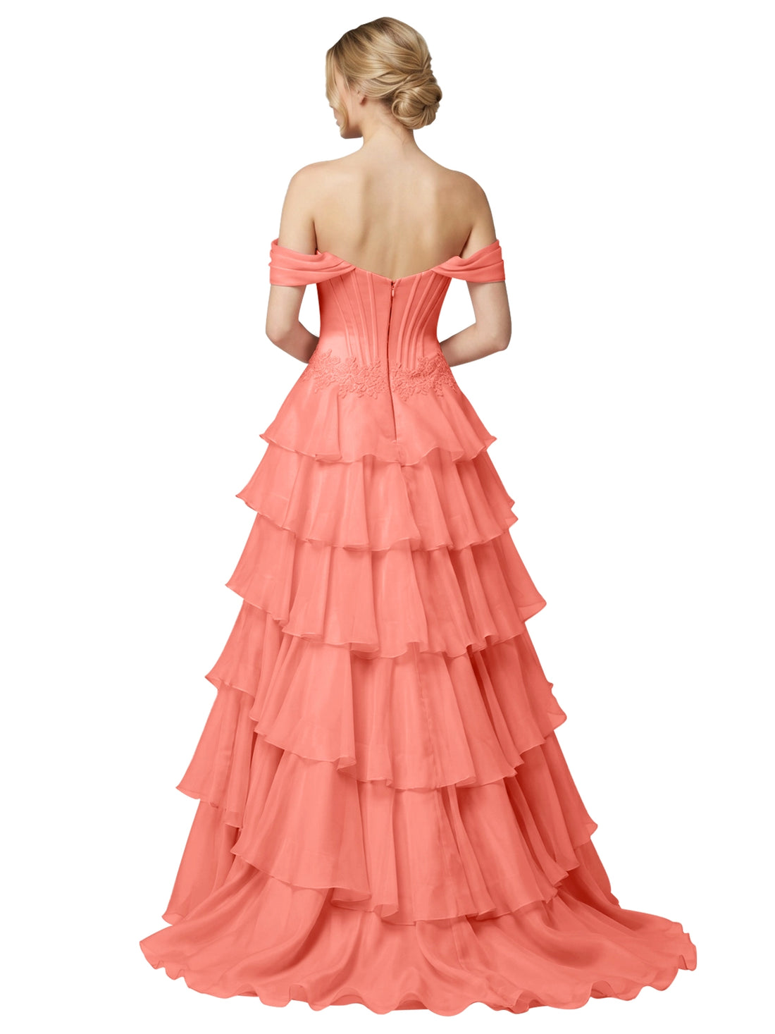 Tiered Off The Shoulder Prom Dress 